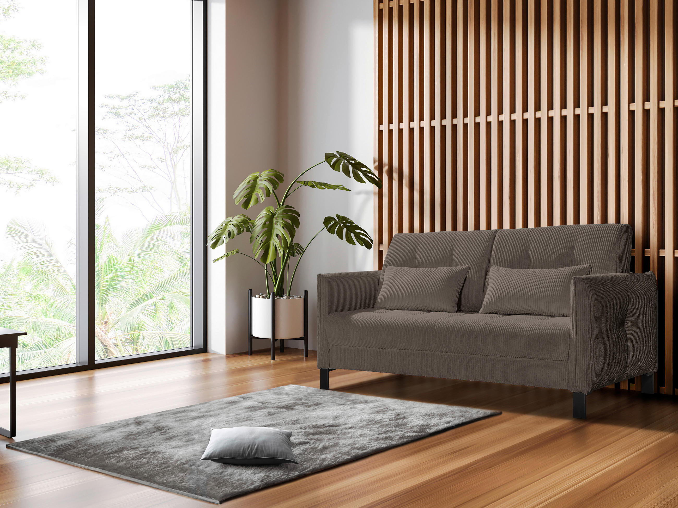 SCHLAFSOFA Cord Dunkelbraun  - Dunkelbraun/Schwarz, Design, Textil/Metall (170/88/110cm) - Novel