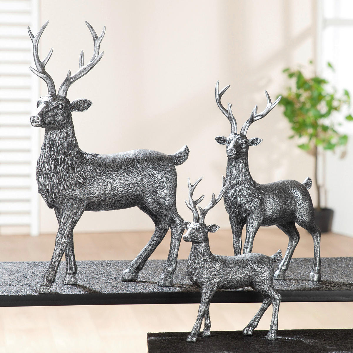 DEKOHIRSCH - Silberfarben, Trend, Kunststoff (18/27,5/7cm) - Ambia Home