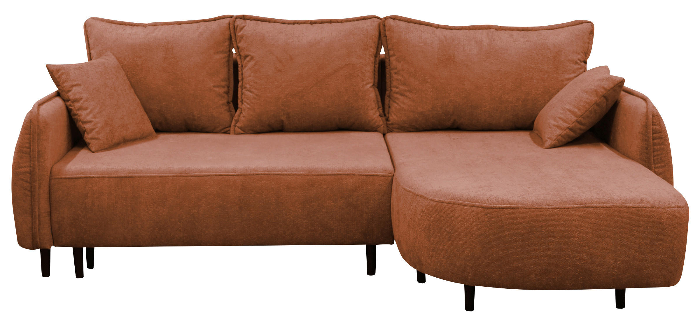 ECKSOFA MURANO Rot Chenille Zierkissen, Rückenkissen, Bettkasten  - Rot/Schwarz, Design, Holz/Textil (242/167cm) - MID.YOU