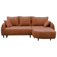 ECKSOFA MURANO Rot Chenille Zierkissen, Rückenkissen, Bettkasten  - Rot/Schwarz, Design, Holz/Textil (242/167cm) - MID.YOU