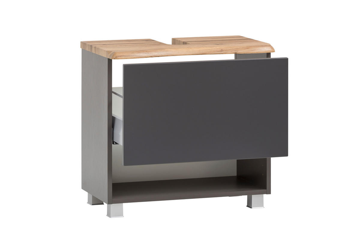 WASCHTISCHUNTERSCHRANK 61/55/40 cm  - Silberfarben/Eiche Wotan, Natur, Holzwerkstoff/Kunststoff (61/55/40cm) - Xora