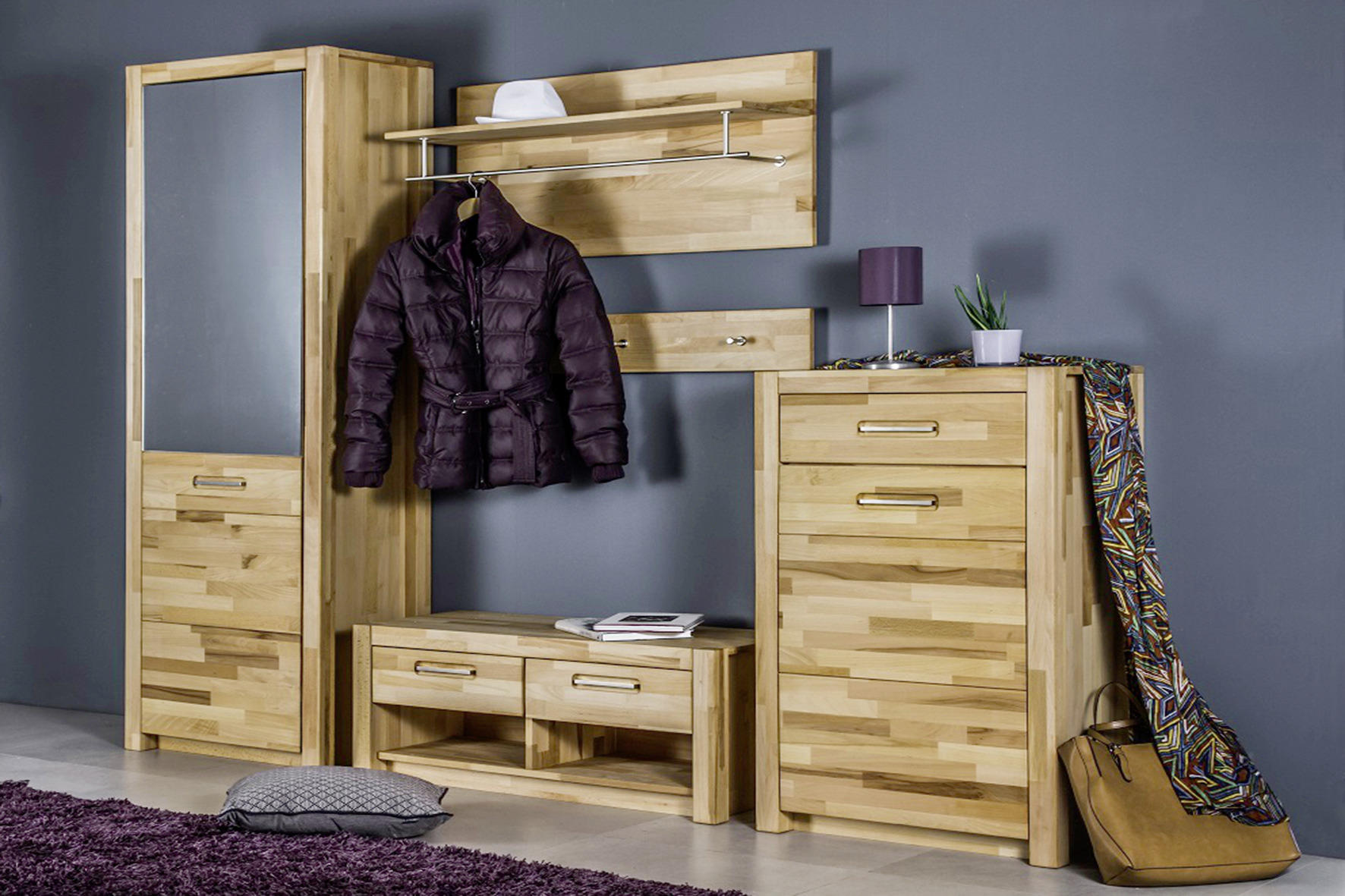 KOMMODE in 66/112/40 cm - Silberfarben/Buchefarben, KONVENTIONELL, Holz/Metall (66/112/40cm) - MID.YOU