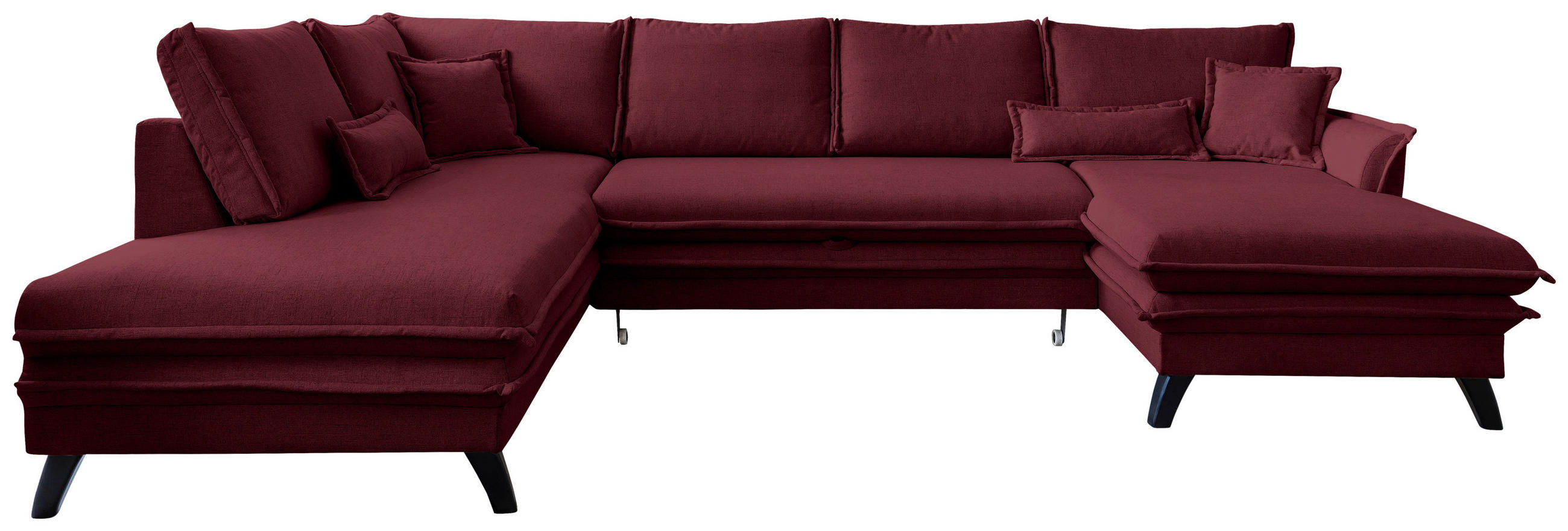 SEDACÍ SOUPRAVA, textil, bordeaux - bordeaux/černá, Design, dřevo/textil (200/300/150cm) - P & B