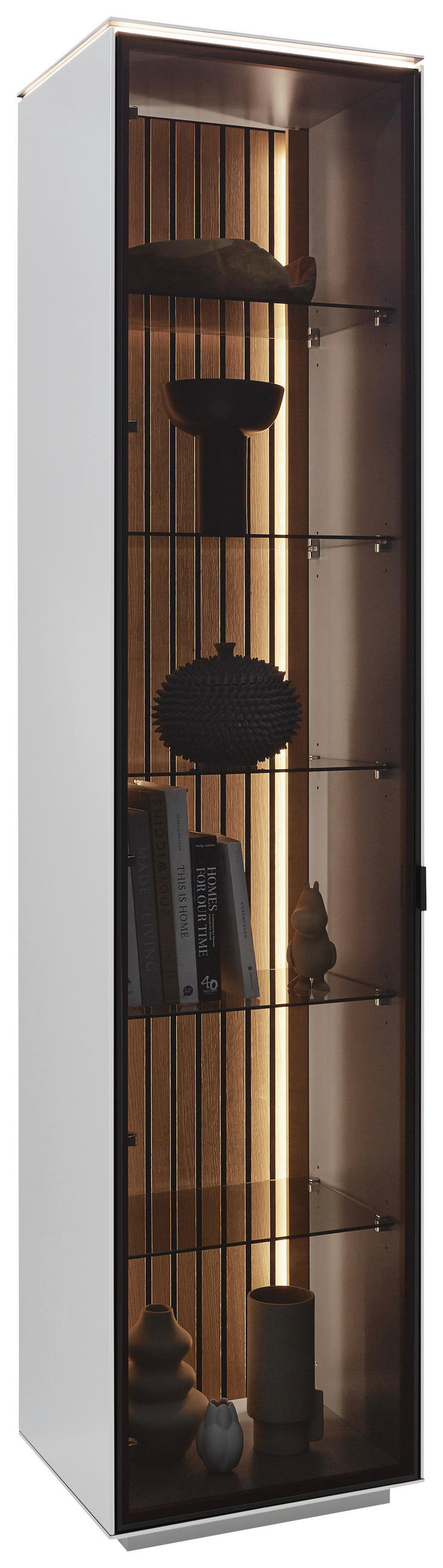 VITRINE Weiss  45,8/198,6/40 cm  - Weiss/Schwarz, Design, Glas/Holz (45,8/198,6/40cm) - Dieter Knoll