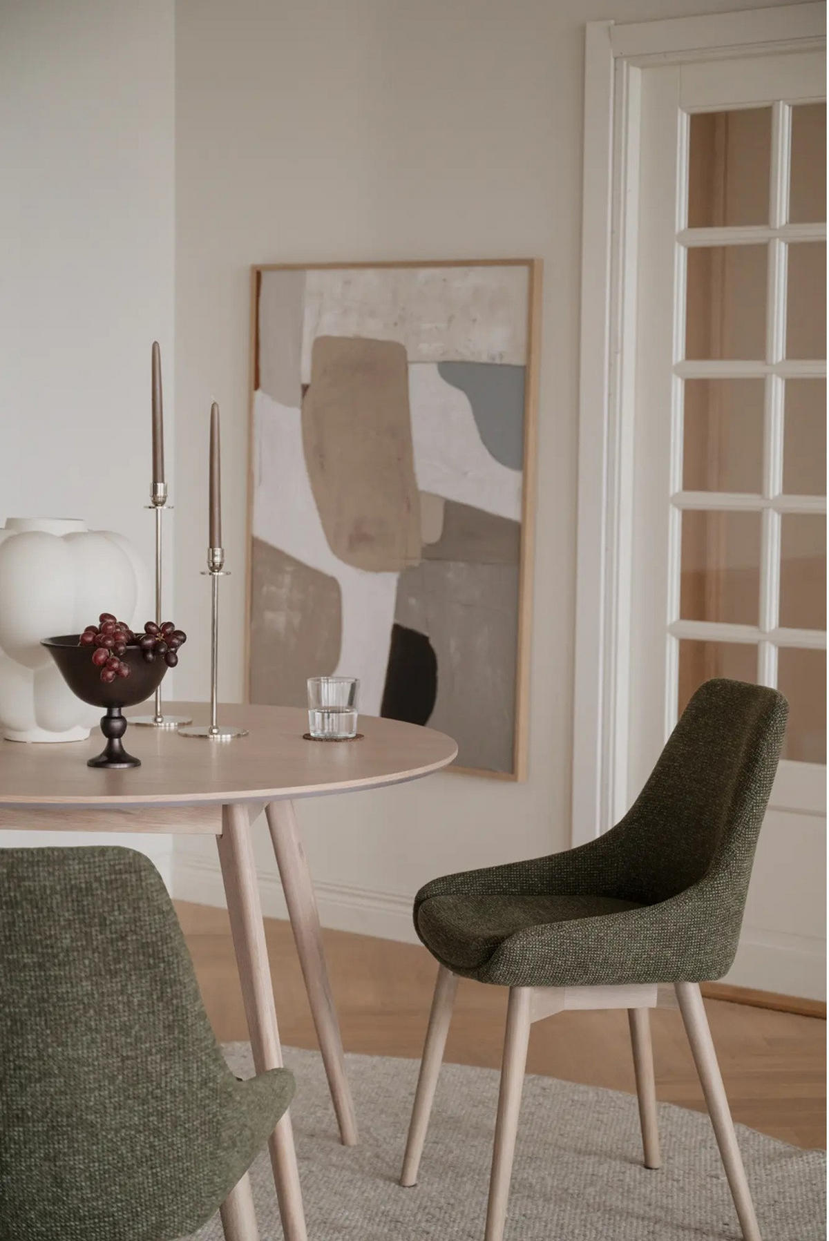 STOL     - ek Bianco/grön, Klassisk, metall/trä (49/85/55cm) - Rowico