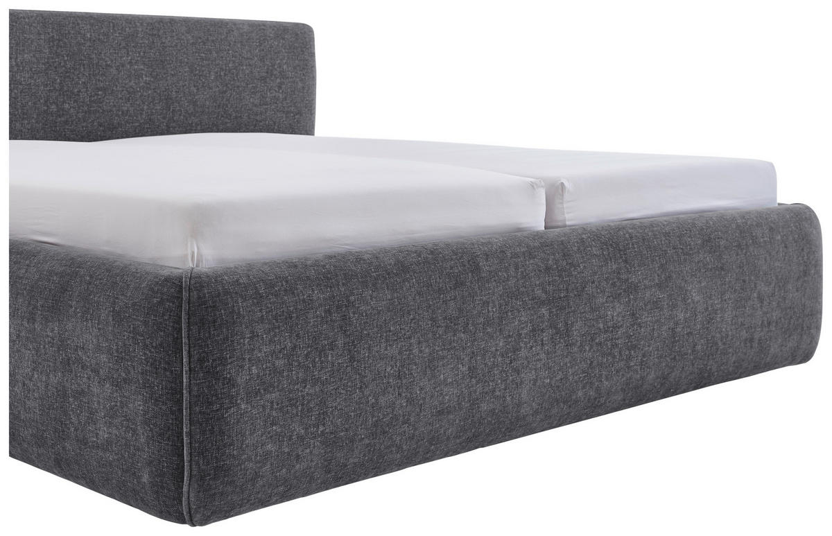 POLSTERBETT 240/200 cm,  in Grau, Bettkasten, Lattenroste,  - Birkefarben/Buchefarben, Design, Holz/Textil (240/200cm) - Xora