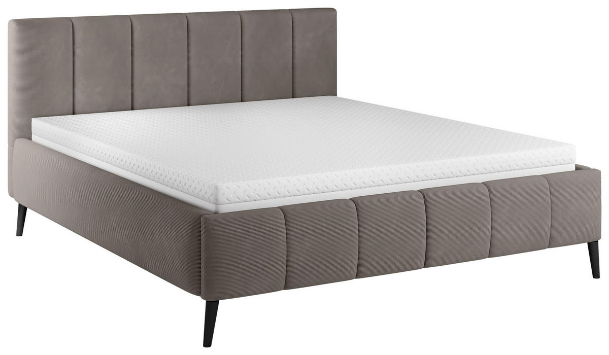 POLSTERBETT 160/200 cm  in Braun  - Schwarz/Naturfarben, Trend, Holz/Textil (160/200cm) - home24