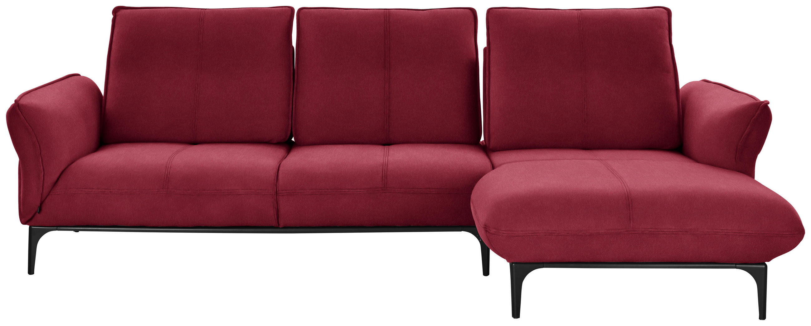 ECKSOFA in Echtleder Bordeaux  277/182 cm  - Bordeaux/Schwarz, Natur, Leder (277/182cm) - Valnatura