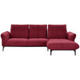 ECKSOFA in Echtleder Bordeaux  - Bordeaux/Schwarz, Natur, Leder (277/182cm) - Valnatura