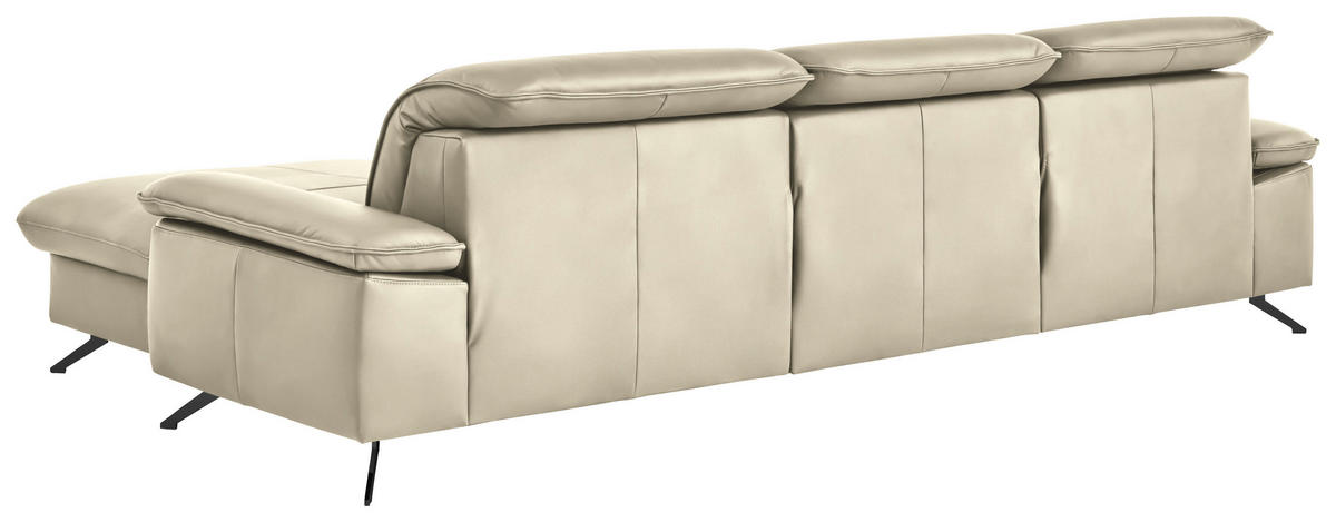 ECKSOFA  Echtleder Naturfarben  - Schwarz/Naturfarben, Design, Leder/Metall (307/169cm) - Beldomo Premium