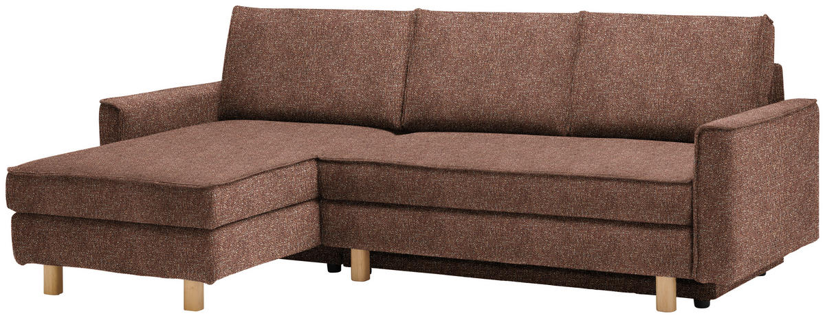 ECKSOFA  in Mikrovelours Terracotta  170/237 cm  - Eichefarben/Terracotta, KONVENTIONELL, Holz/Textil (170/237cm) - Sedda