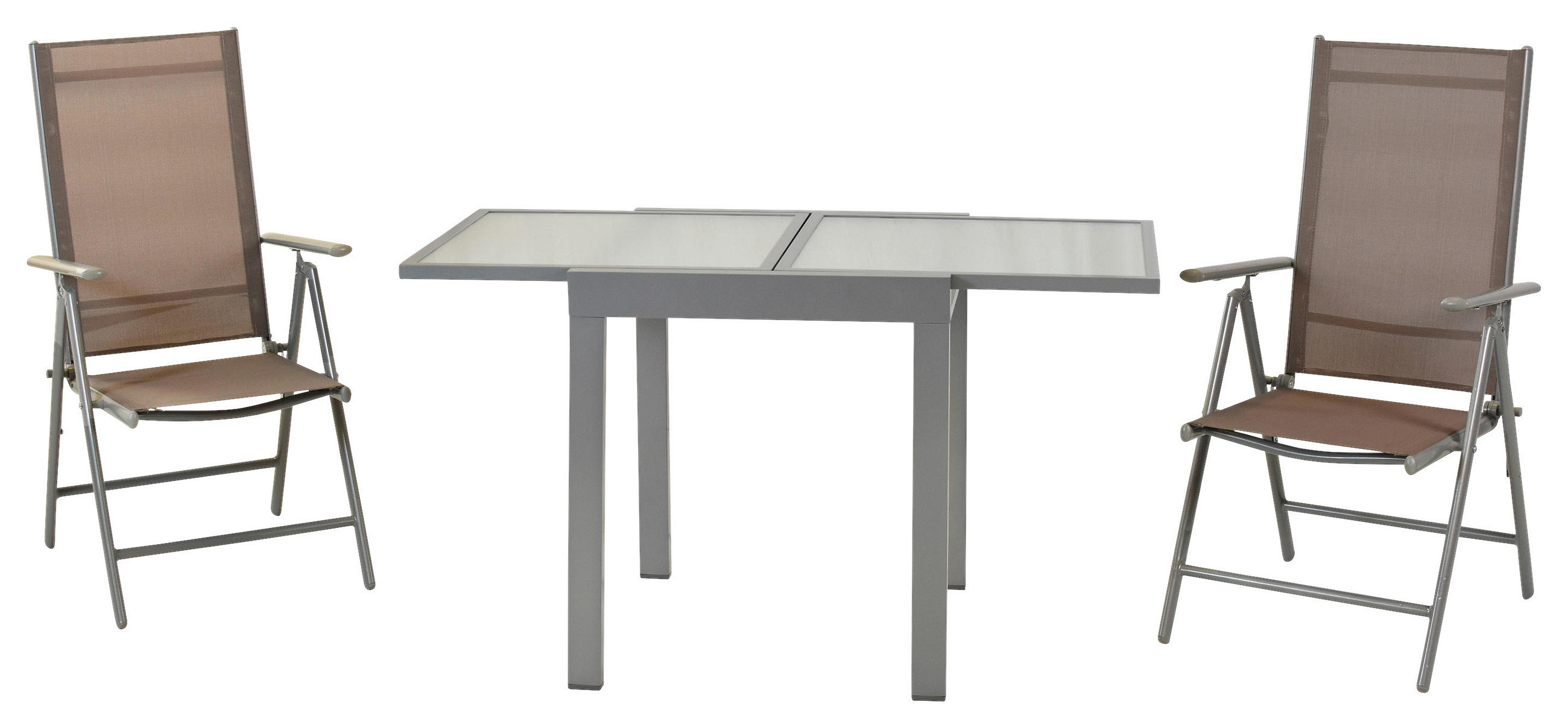 GARTENSET Aluminium - Taupe/Silberfarben, MODERN, Textil/Metall - Gardenson