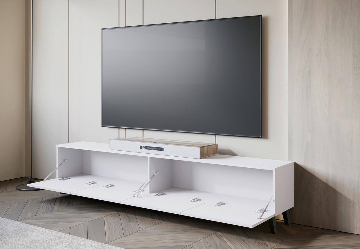TV-BÄNK  i 190/40/32 cm  - vit/svart, Design, trämaterial/trä (190/40/32cm) - Livetastic