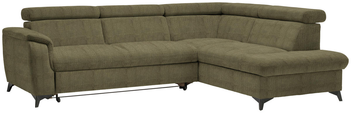 ECKSOFA in Flachgewebe Grün  - Schwarz/Grün, Design, Textil/Metall (260/203cm) - Stylife