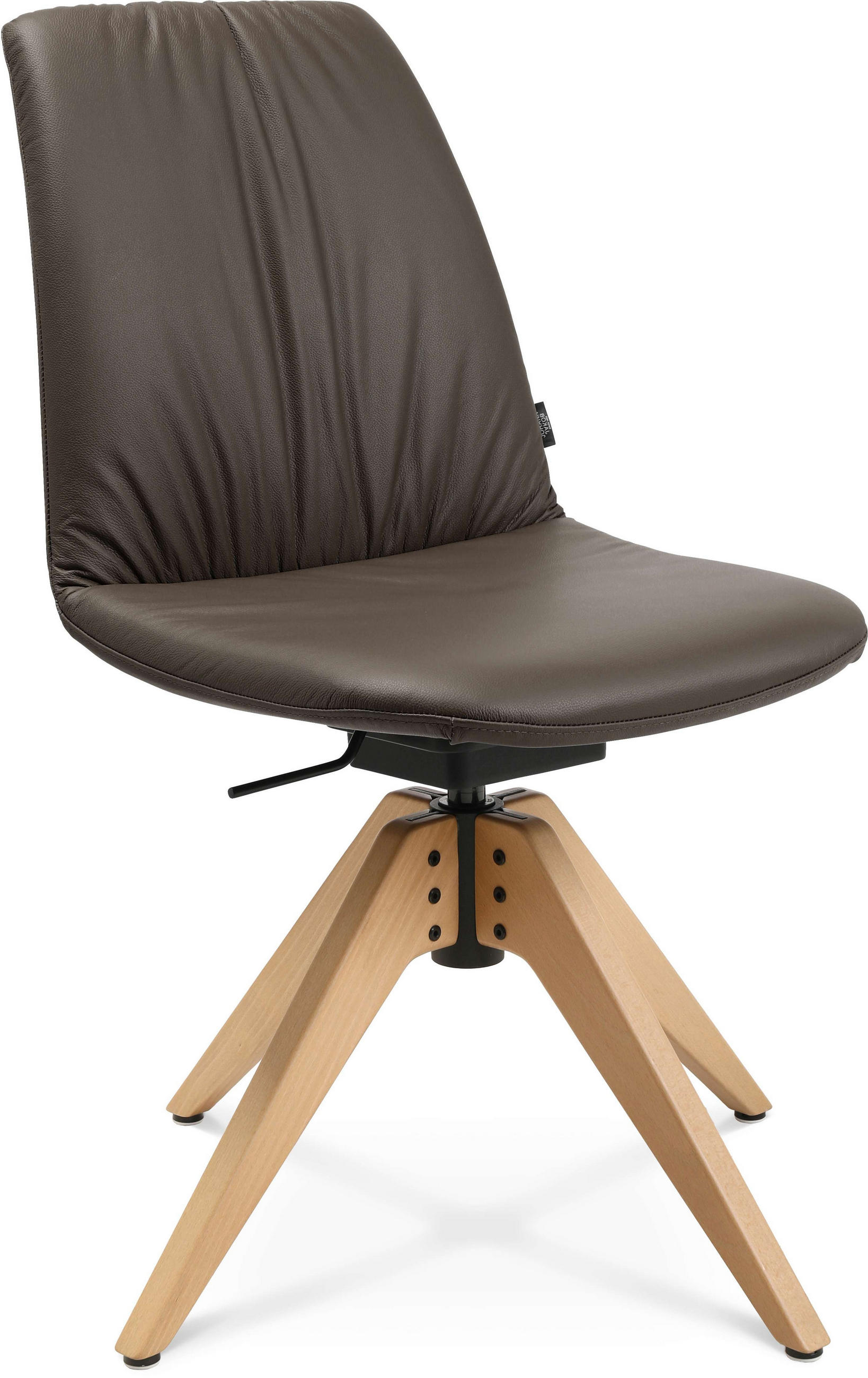 STUHL Echtleder Braun, Eichefarben Buche Hartholz  - Eichefarben/Braun, Design, Leder/Holz (46/82,5-85,25/55cm) - Johann Jakob