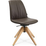 STUHL Echtleder Braun, Eichefarben Buche Hartholz  - Eichefarben/Braun, Design, Leder/Holz (46/82,5-85,25/55cm) - Johann Jakob
