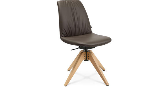 STUHL in Echtleder pigmentiert Holz, Leder - Eichefarben/Braun, Design, Leder/Holz (46/82,5-85,25/55cm) - Johann Jakob