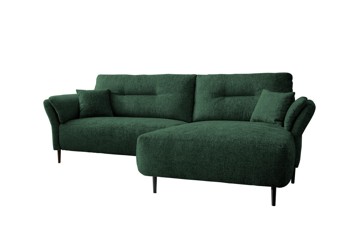 ECKSOFA in Struktur Waldgrün  - Waldgrün/Schwarz, Modern, Holz/Textil (269/172cm) - MID.YOU