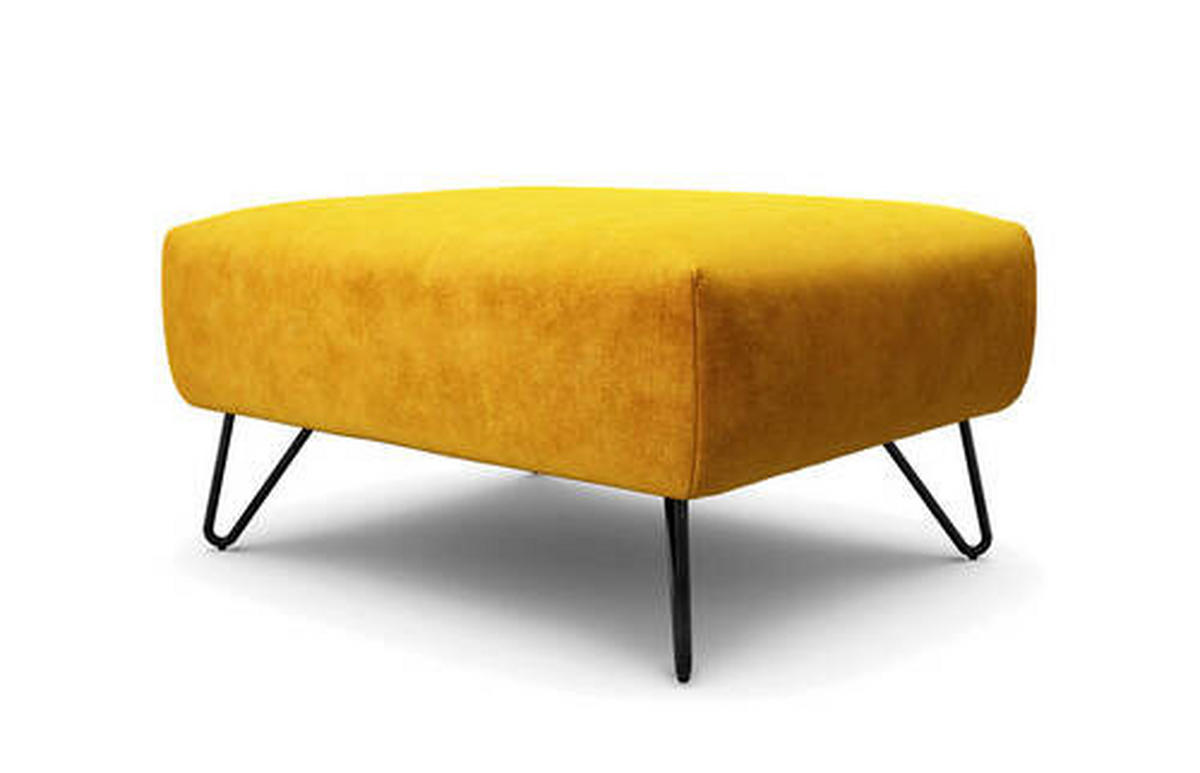 HOCKER in Textil Gelb  - Gelb/Schwarz, Design, Textil/Metall (90/70/46cm) - SENSOO