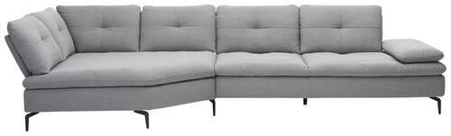 ECKSOFA in Flachgewebe Hellgrau  - Hellgrau/Schwarz, Design, Textil/Metall (159/344cm) - Chilliano