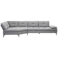 ECKSOFA in Flachgewebe Hellgrau  - Hellgrau/Schwarz, Design, Textil/Metall (159/344cm) - Chilliano