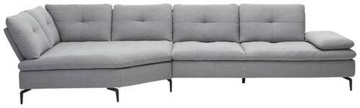 ECKSOFA in Flachgewebe Hellgrau  - Hellgrau/Schwarz, Design, Textil/Metall (159/344cm) - Chilliano