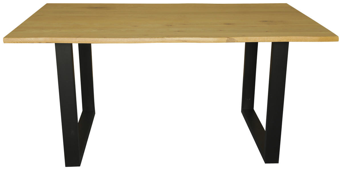 ESSTISCH 160/90/76 cm Echtholz  Holz, Metall Schwarz, Eichefarben  - Eichefarben/Schwarz, MODERN, Holz/Metall (160/90/76cm) - Livetastic