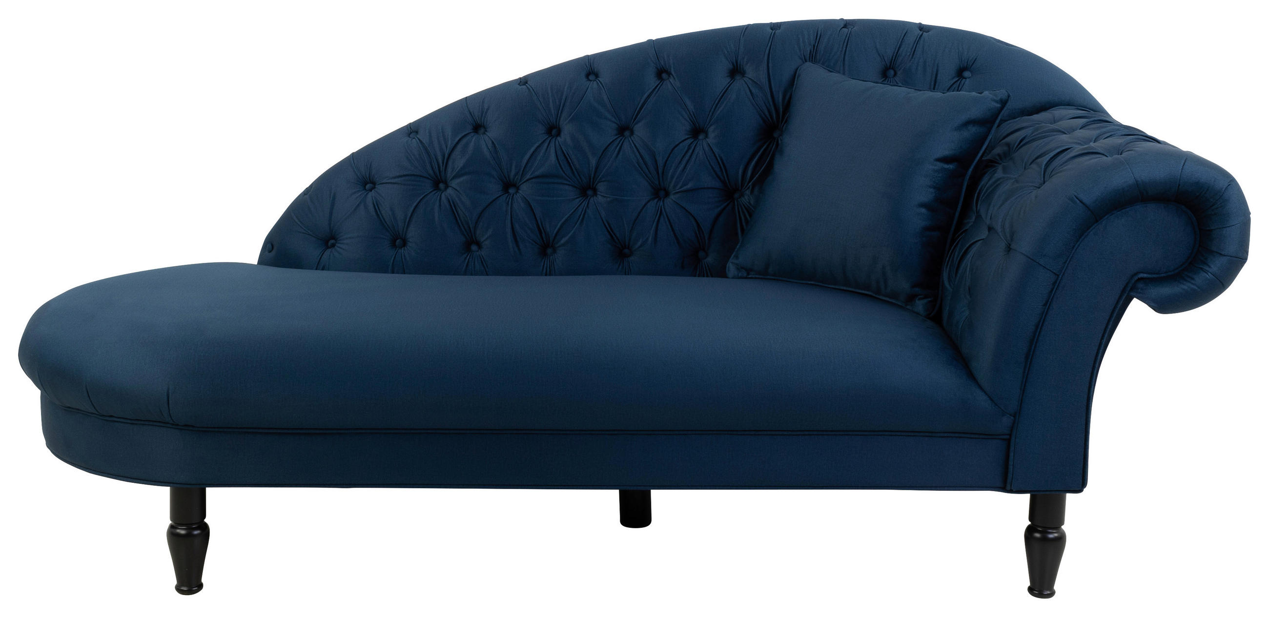 RÉCAMIERE Dunkelblau Velours  - Schwarz/Dunkelblau, Design, Holz/Textil (103/91/216cm) - MID.YOU