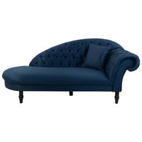 RÉCAMIERE Dunkelblau Velours  - Schwarz/Dunkelblau, Design, Holz/Textil (103/91/216cm) - MID.YOU