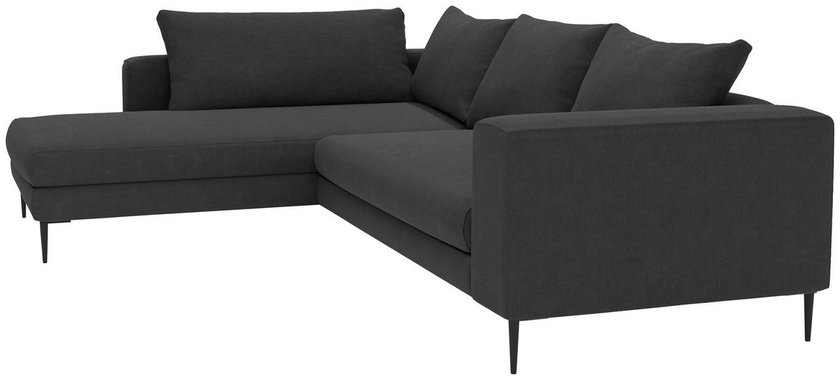 ECKSOFA Struktur Graphitfarben  - Schwarz/Graphitfarben, Modern, Textil/Metall (210/295cm) - Trendmanufaktur