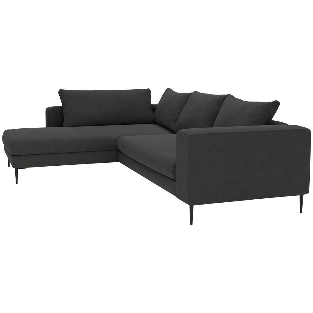 Thumbnail - Trendmanufaktur Ecksofa Aurora, Graphit, Textil, 4-Sitzer, Füllung: Schaumstoff, Silikon, Ottomane links, L-Form, 295x21...