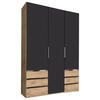 DREHTÜRENSCHRANK in Graphitfarben, Eichefarben  - Chromfarben/Eichefarben, Modern, Holzwerkstoff/Kunststoff (150/216/58cm) - MID.YOU