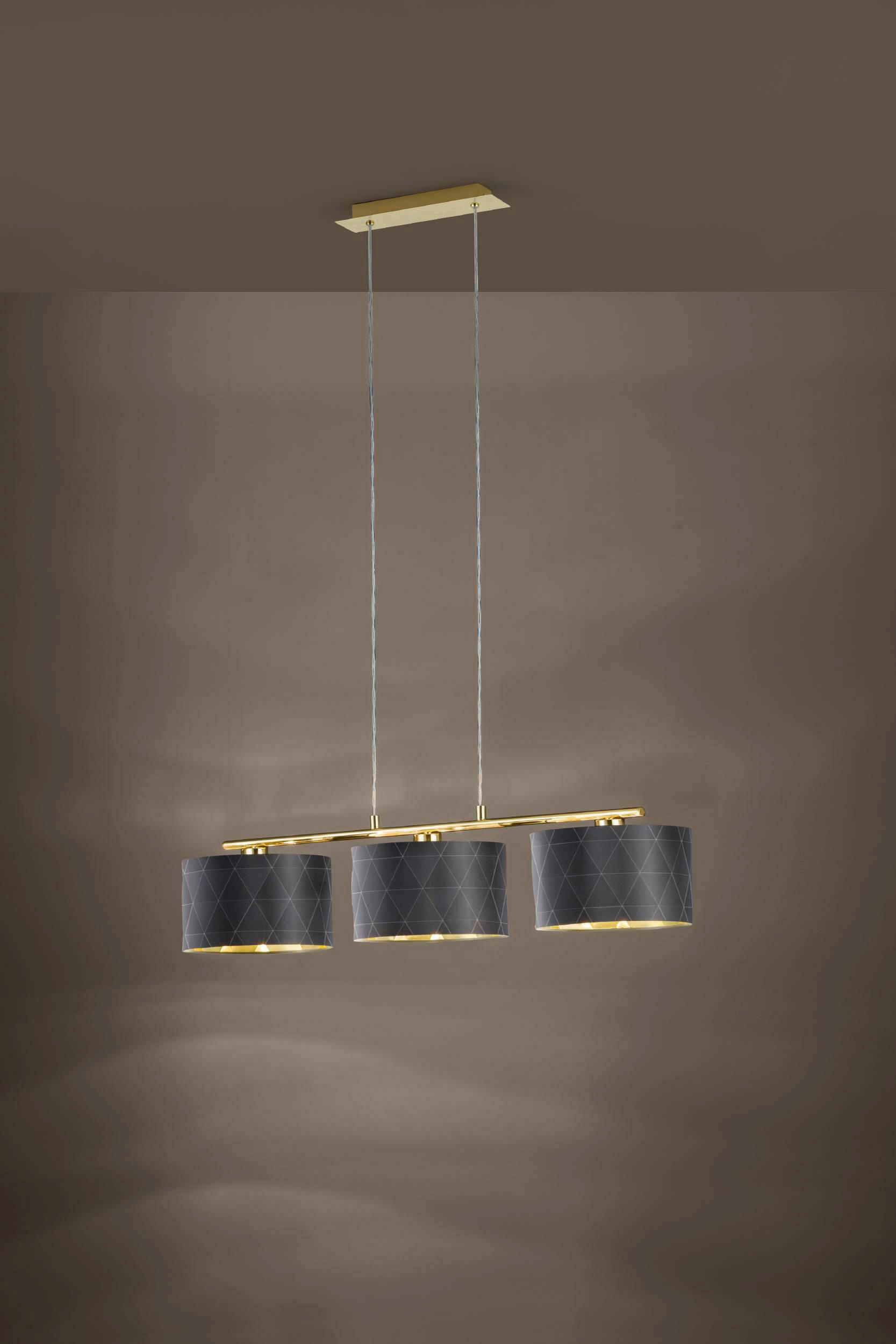 HÄNGLAMPA Dolorita 92/25/150 cm  - mässingsfärgad/svart, Basics, metall/textil (92/25/150cm) - Eglo
