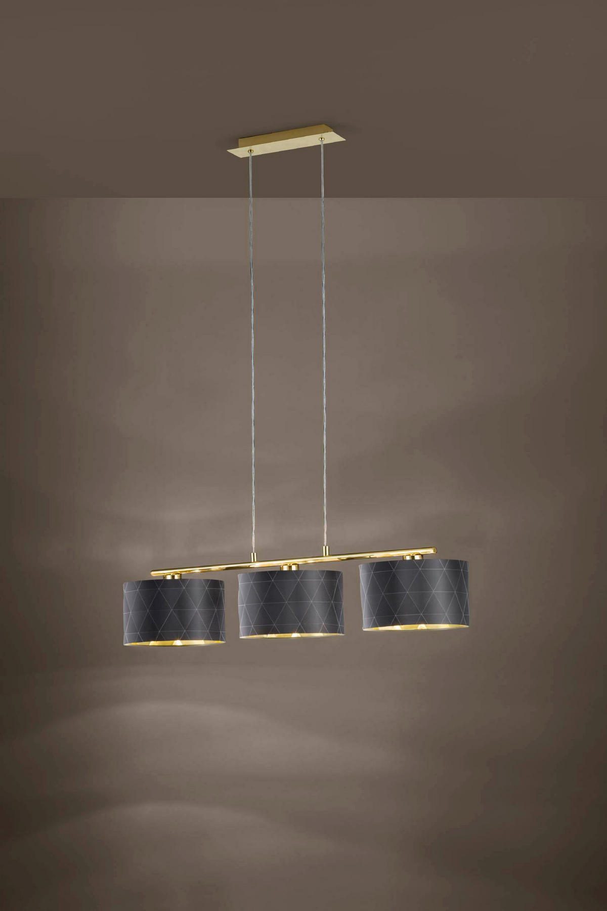 HÄNGLAMPA Dolorita 92/25/150 cm  - mässingsfärgad/svart, Basics, metall/textil (92/25/150cm) - Eglo