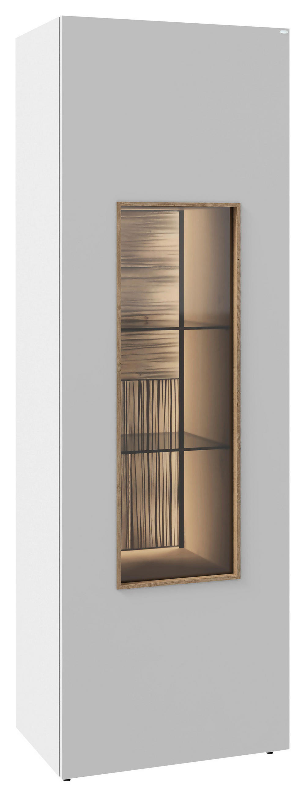 VITRINE VLACERA LIVING in furniert, mehrschichtige Massivholzplatte (Tischlerplatte) Wildeiche Weiß, Wildeiche  - Wildeiche/Weiß, Design, Glas/Holz (64/194/43cm) - Voglauer