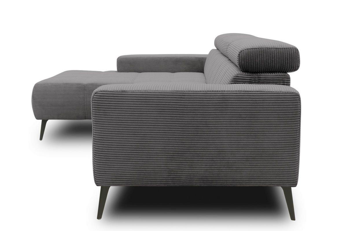 ECKSOFA TRENTO Grau Mikrofaser  - Dunkelgrau/Schwarz, MODERN, Textil/Metall (287/175cm) - MID.YOU