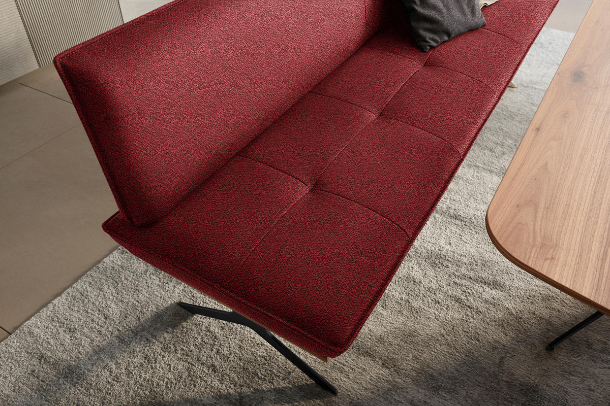 SITZBANK 214/88/66 cm  in Rot, Schwarz, Nussbaumfarben  - Rot/Nussbaumfarben, Design, Holz/Textil (214/88/66cm) - Koinor