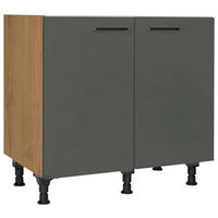 SPÜLENUNTERSCHRANK Easytouch 90/87/56 cm Grün, Eichefarben  - Eichefarben/Schwarz, MODERN, Holzwerkstoff/Metall (90/87/56cm) - Nobilia