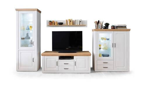 OBÝVACÍ STĚNA, barvy pinie - barvy pinie/barvy niklu, Design, kov/kompozitní dřevo (369/210/52cm) - Livetastic