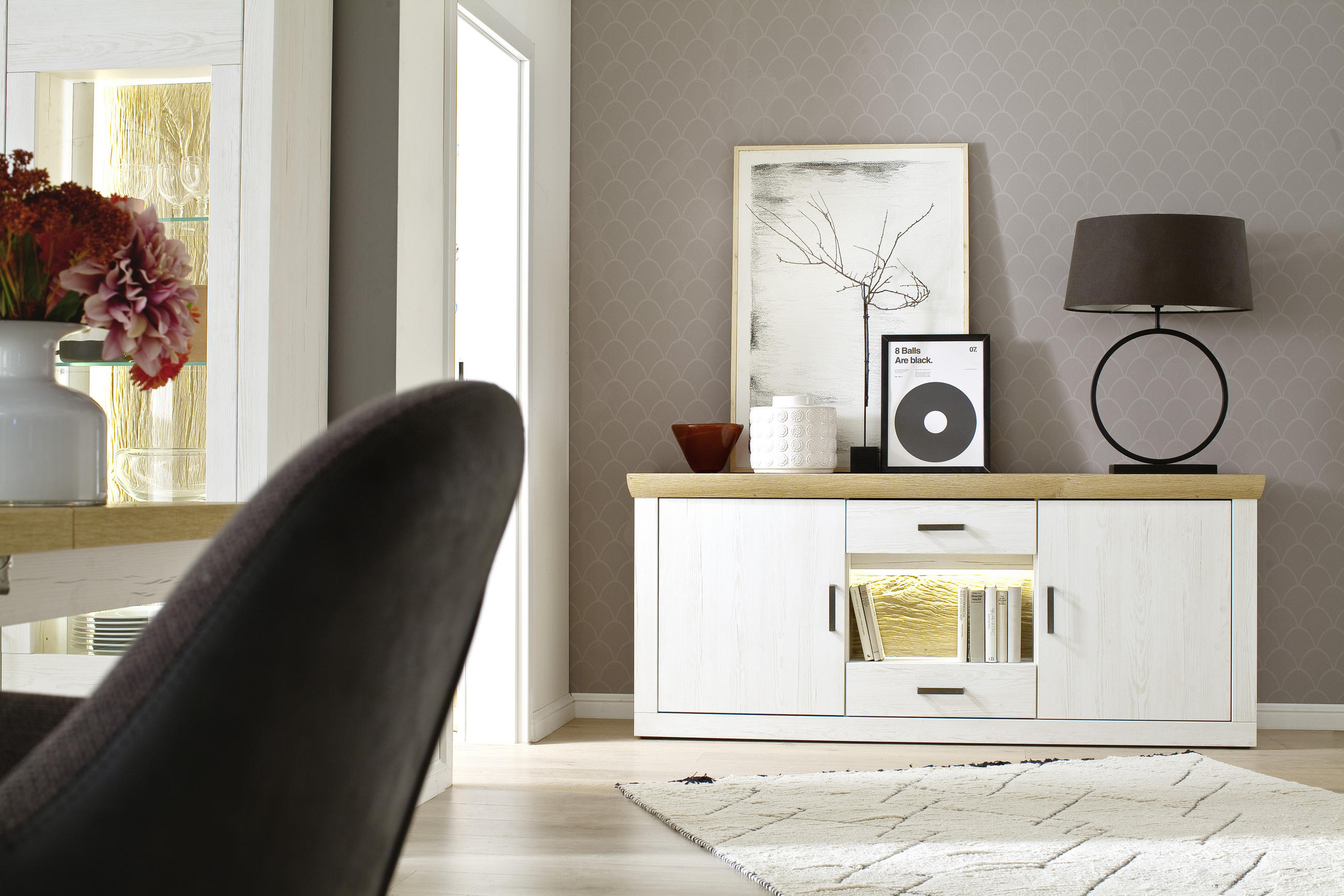 SIDEBOARD 181/78/47 cm  - grafitfärgad/svart, Design, metall/trämaterial (181/78/47cm) - MID.YOU