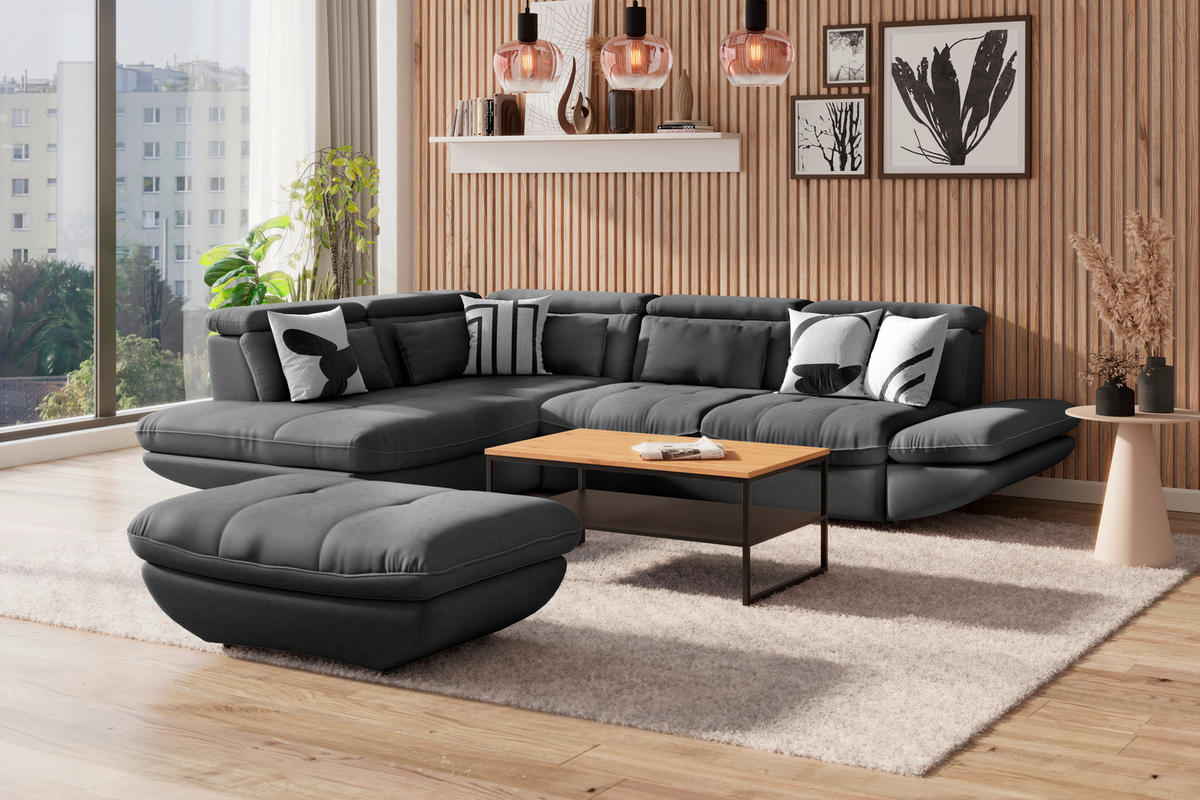 WOHNLANDSCHAFT Anthrazit Webstoff  - Anthrazit/Schwarz, MODERN, Kunststoff/Textil (233/311cm) - MID.YOU
