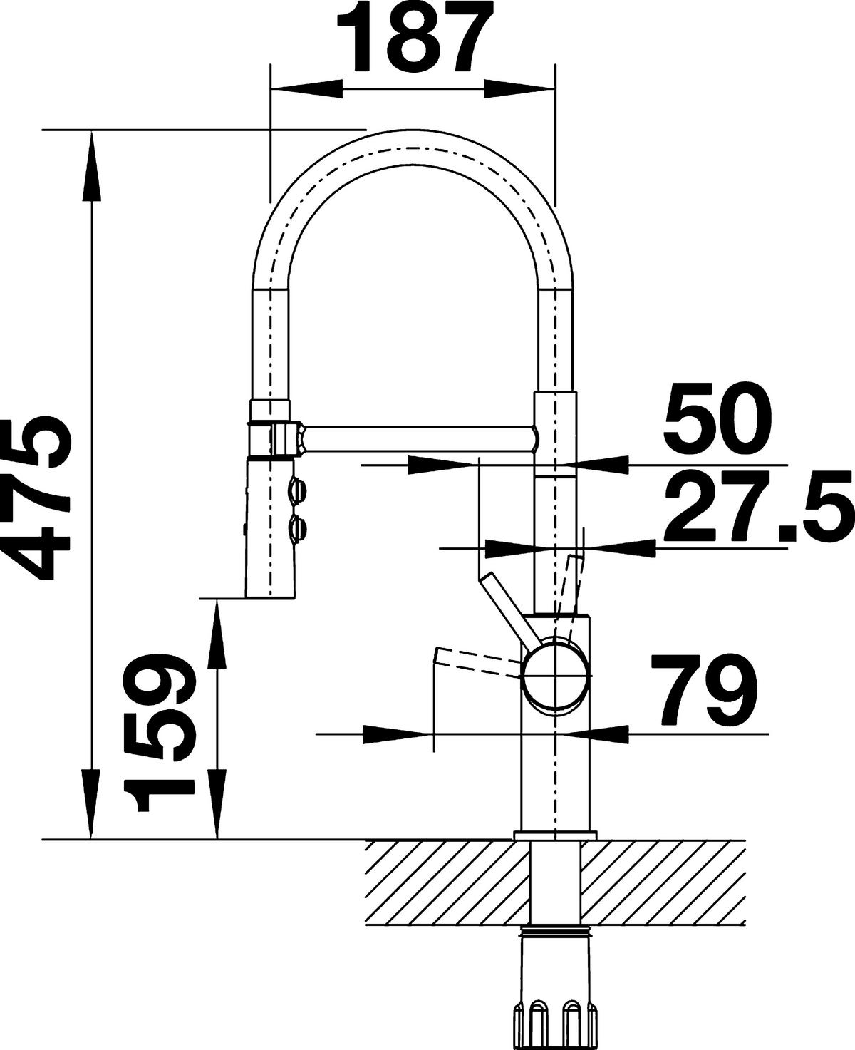 KÜCHENARMATUR - Schwarz, Basics, Metall (7,4/47,5/23,7cm) - Blanco