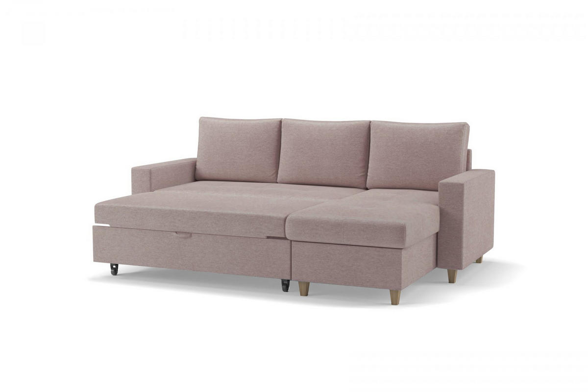 ECKSOFA Chenille Hellbraun  - Hellbraun/Buchefarben, Design, Holz/Holzwerkstoff (227/96cm) - MID.YOU