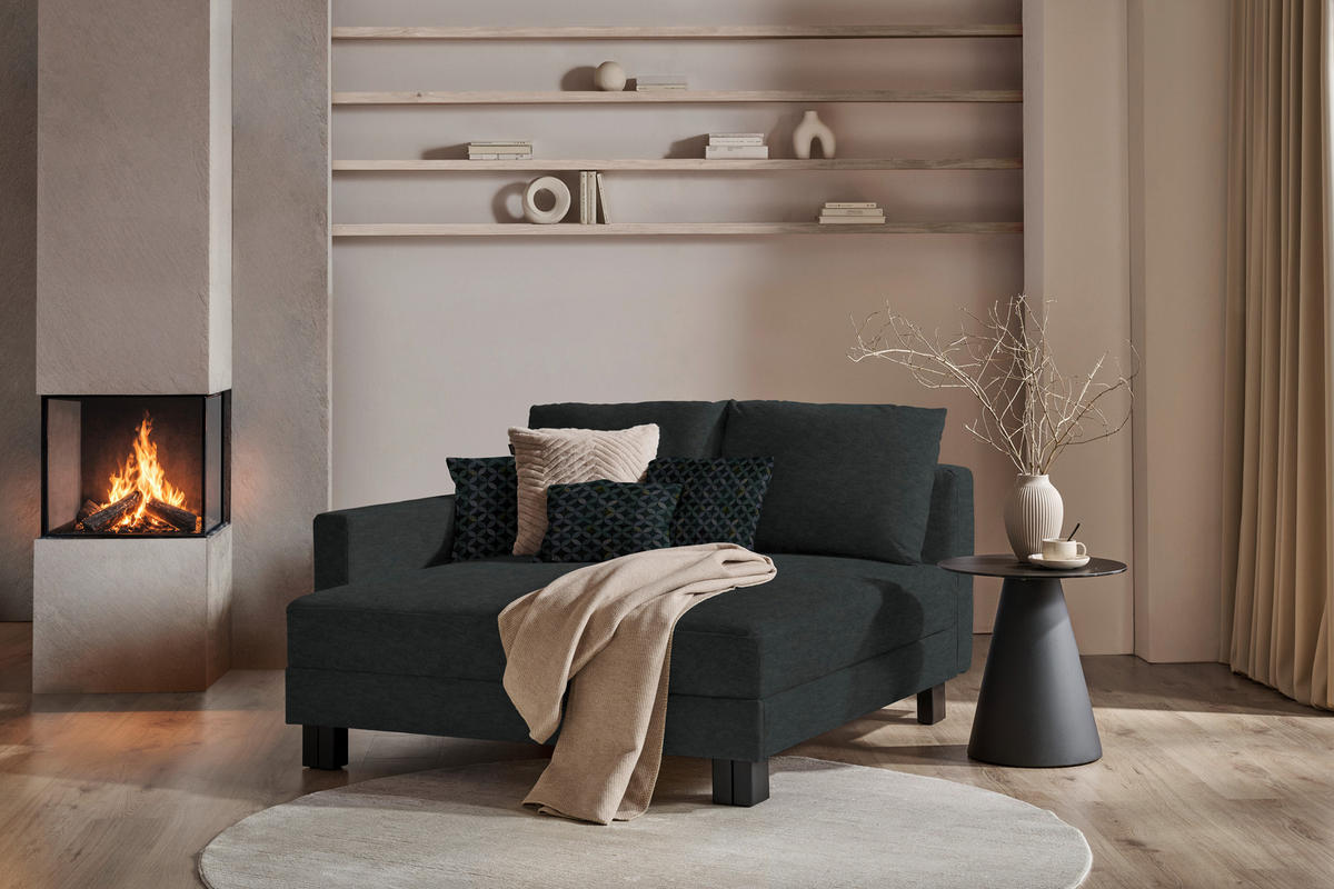 LIEGE  in Velours Anthrazit  - Eiche dunkel/Anthrazit, MODERN, Holz/Textil (137/72/155cm) - Joka