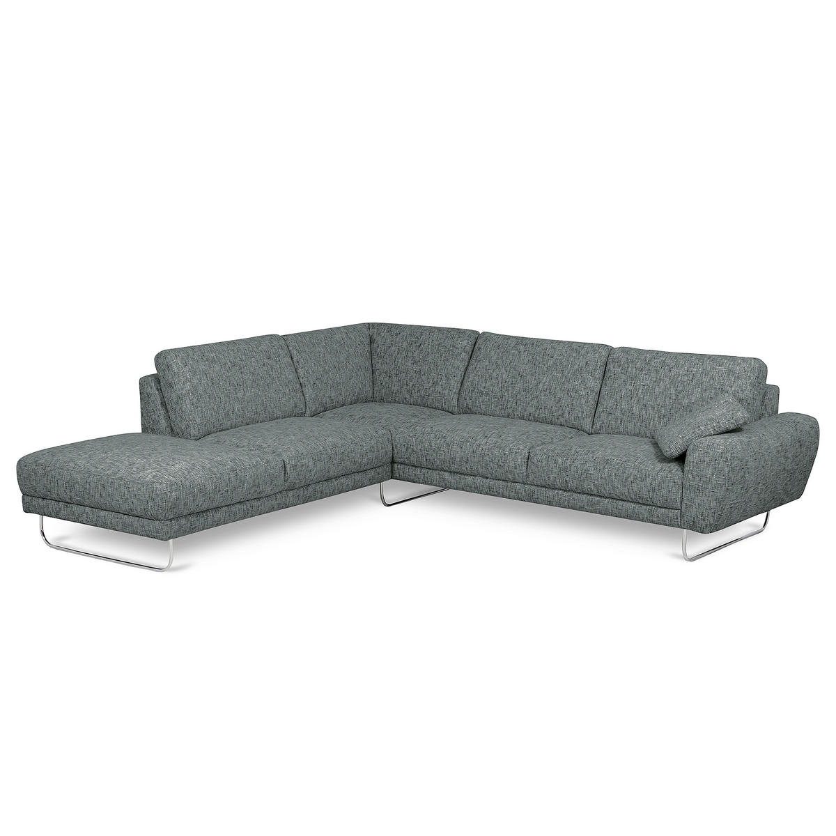 ECKSOFA 250/273 cm SPRING in Webstoff Anthrazit Zierkissen  250/273 cm  - Chromfarben/Anthrazit, Design, Textil/Metall (250/273cm) - Livetastic