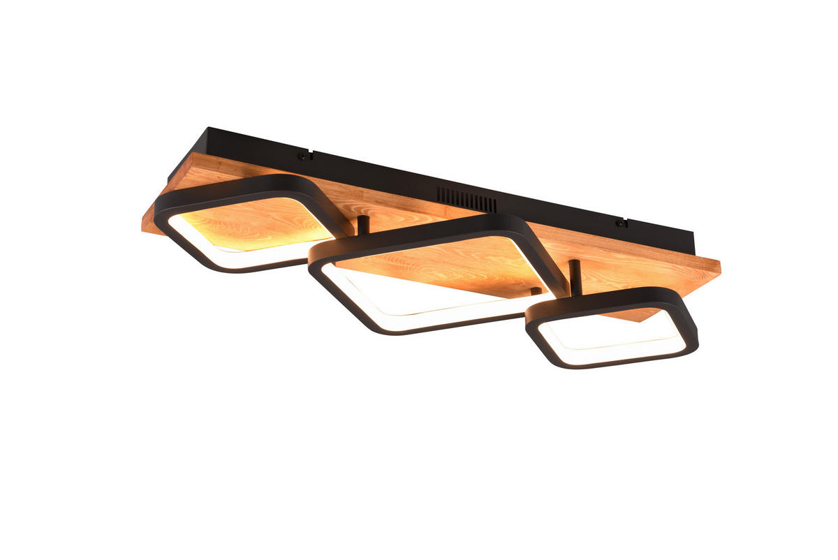 LED-DECKENLEUCHTE    72/12,5/32,5 cm  - Schwarz/Braun, Design, Holz/Metall (72/12,5/32,5cm) - Trio Leuchten