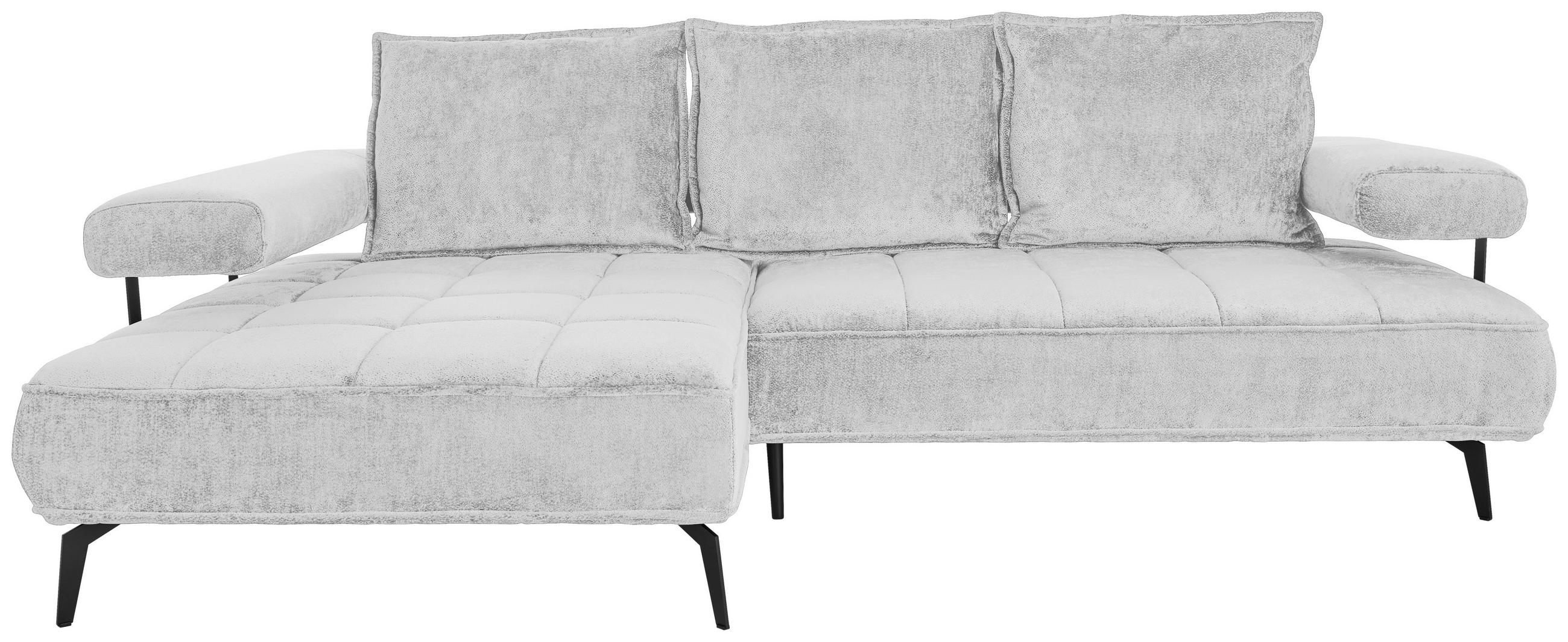 ECKSOFA Hellgrau Webstoff  - Hellgrau/Schwarz, Design, Textil/Metall (180/266cm) - Welnova