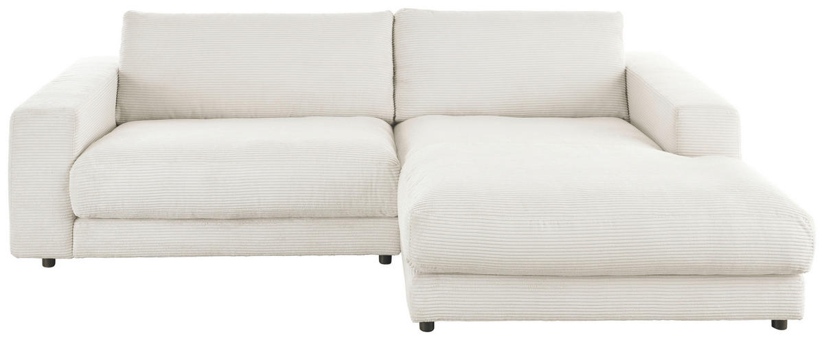 ECKSOFA in Cord Weiss  - Weiss/Schwarz, Design, Kunststoff/Textil (270/190cm) - Lomoco