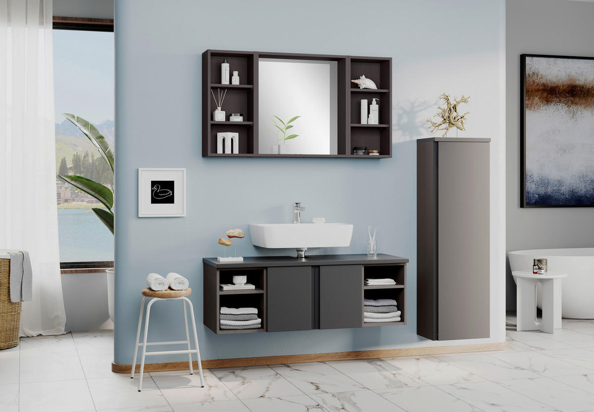 WASCHBECKENUNTERSCHRANK 120/41/47 cm  - Graphitfarben/Grau, Modern, Holzwerkstoff (120/41/47cm) - Held