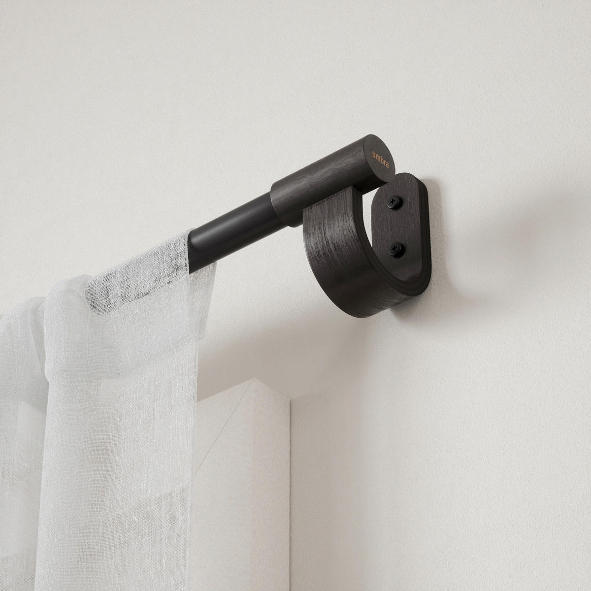 VORHANGSTANGENSET  107-305 cm  - Schwarz, KONVENTIONELL, Holz/Metall (107-305cm) - Umbra
